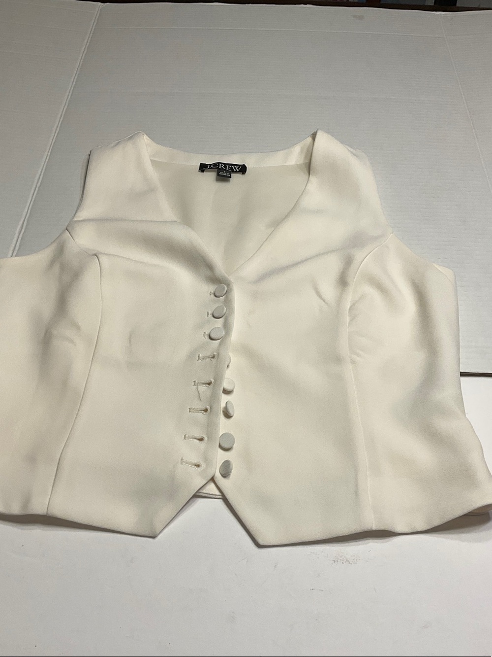 J. Crew Cream Sleeveless Button-Front Vest